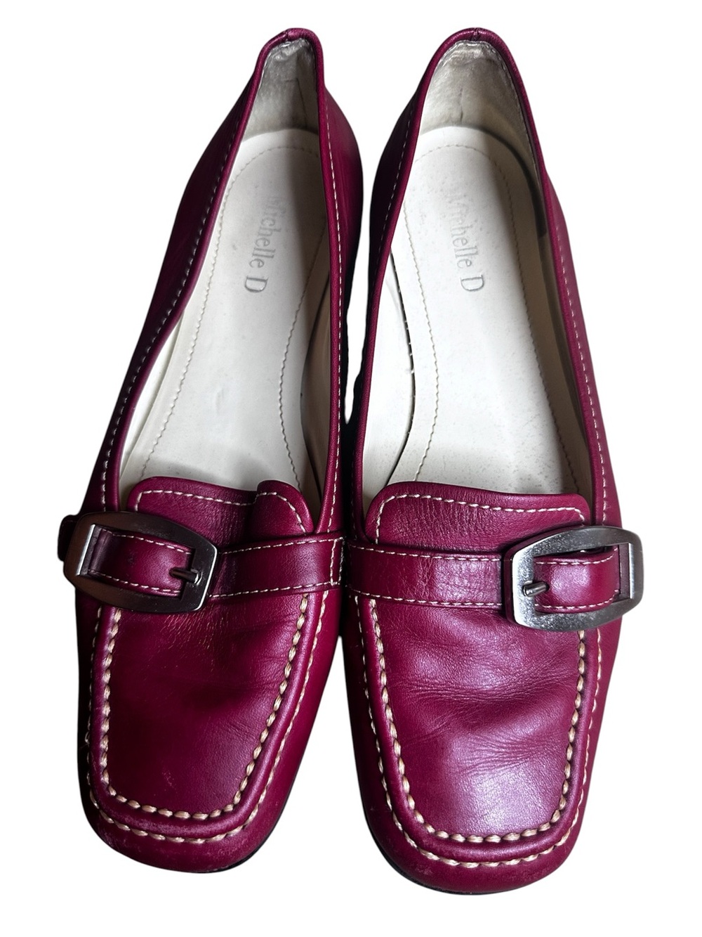Michelle D Women's Crimson Red Loafers with Buckle Size 7.5
